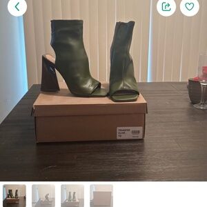 Steven Madden Angled Heel Olive Green Bootie